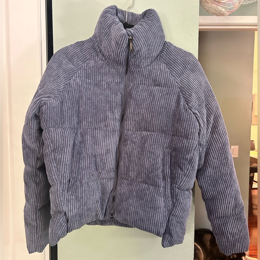 Blue Corduroy Puffer Jacket
